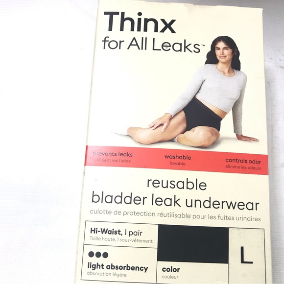 Thinx for All Leaks L Underwear Reusable Bladder Hi-Waist Black Period Panties - Picture 1 of 3